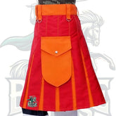 Hybrid Utility Kilt for Men – Red and Orange Scottish Kilt | Festival, Cosplay & Wedding Outfit by BattleOfKilts